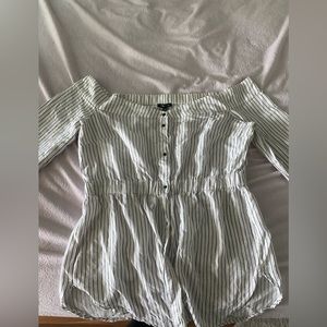 Off the shoulder long button up blouse